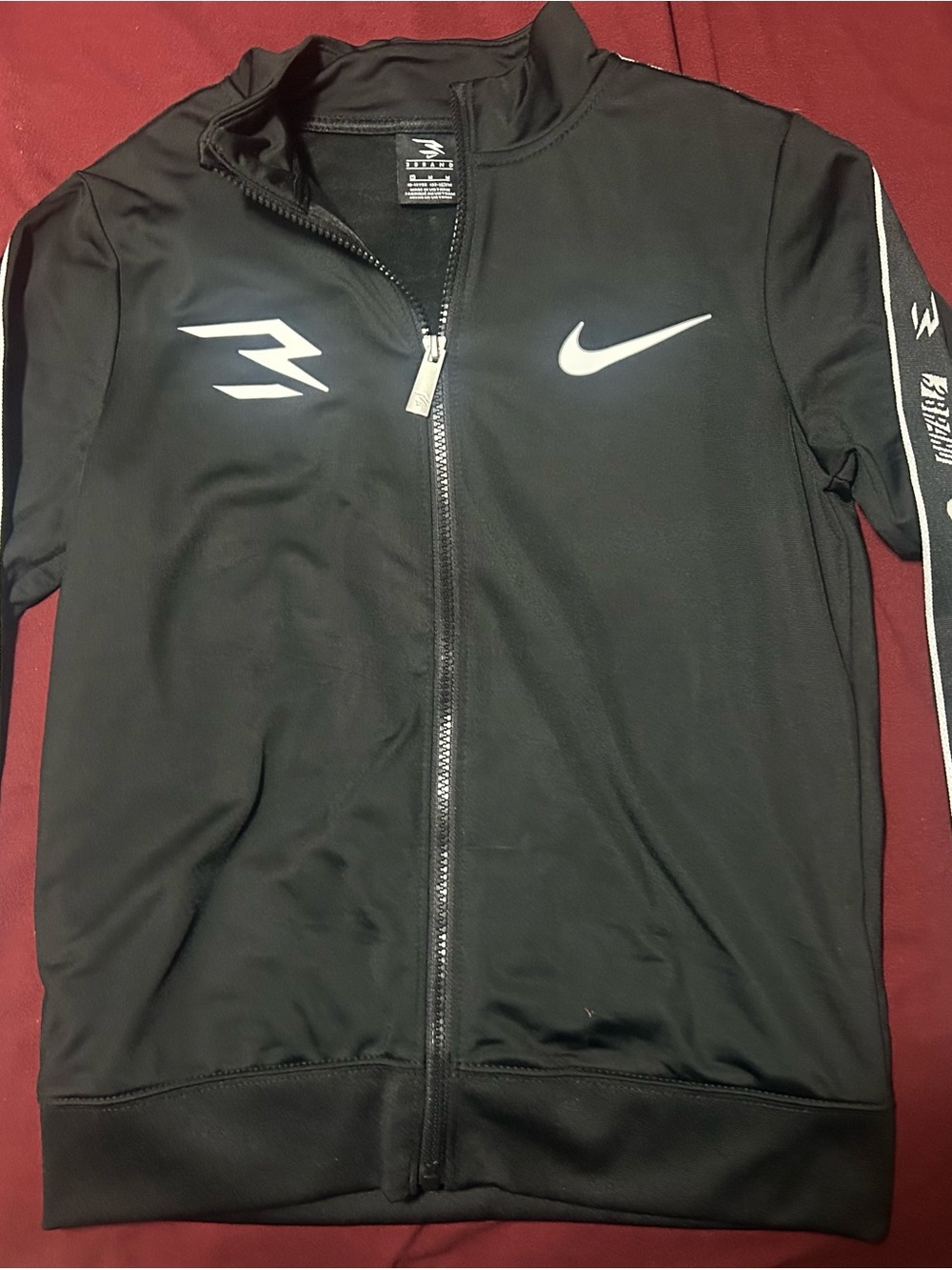 Nike Black Full-Zip Performance Track Jacket with White Accents